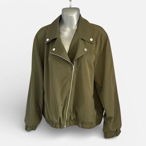 Nine West Moto Bomber Women’s Jacket Olive Green • Used  • XL